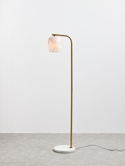 Oliver Bonas Gold Cosmo Glass and Marble Floor Lamp - Image 1 of 4