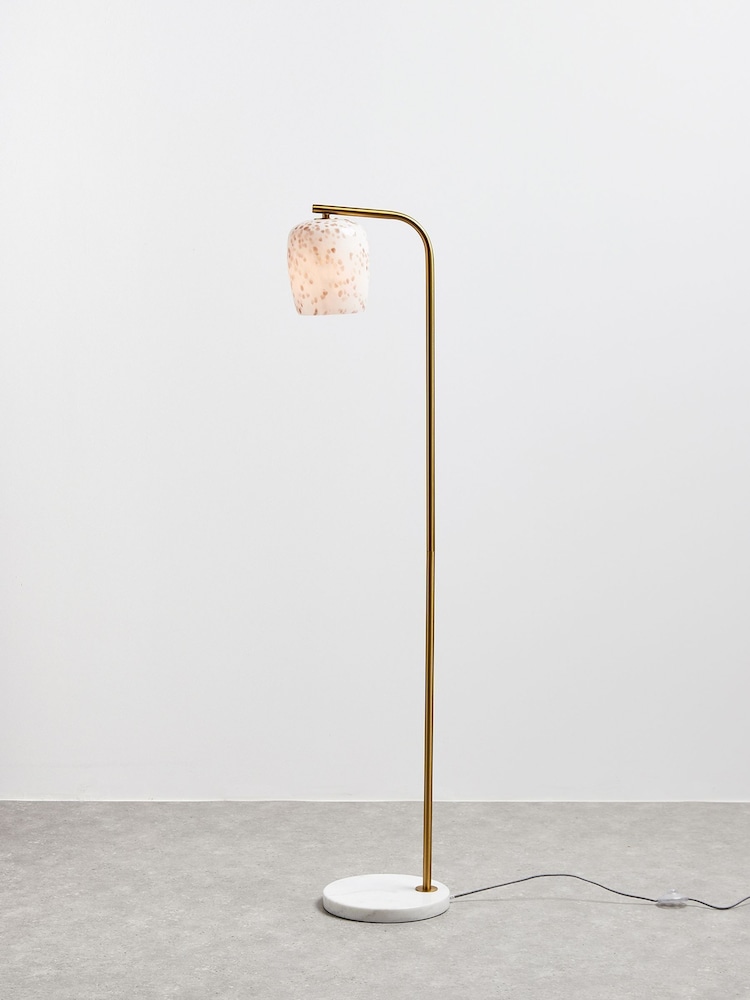 Oliver Bonas Gold Cosmo Glass and Marble Floor Lamp - Image 1 of 4