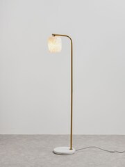 Oliver Bonas Gold Cosmo Glass and Marble Floor Lamp - Image 2 of 4