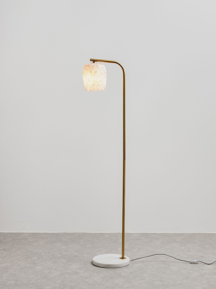 Oliver Bonas Gold Cosmo Glass and Marble Floor Lamp - Image 2 of 4
