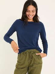 FatFace Bree Navy Long Sleeve T-Shirt - Image 1 of 4