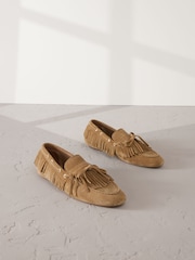 Marrón tostado - Signature Premium Suede Fringe Boat Shoes - Imagen 1 de 6
