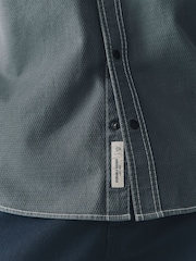 Charcoal Grey Twin Pocket Contrast Stitch Short Sleeve 100% Cotton Shirt - Image 6 of 9