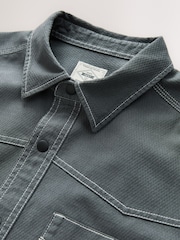 Charcoal Grey Twin Pocket Contrast Stitch Short Sleeve 100% Cotton Shirt - Image 8 of 9