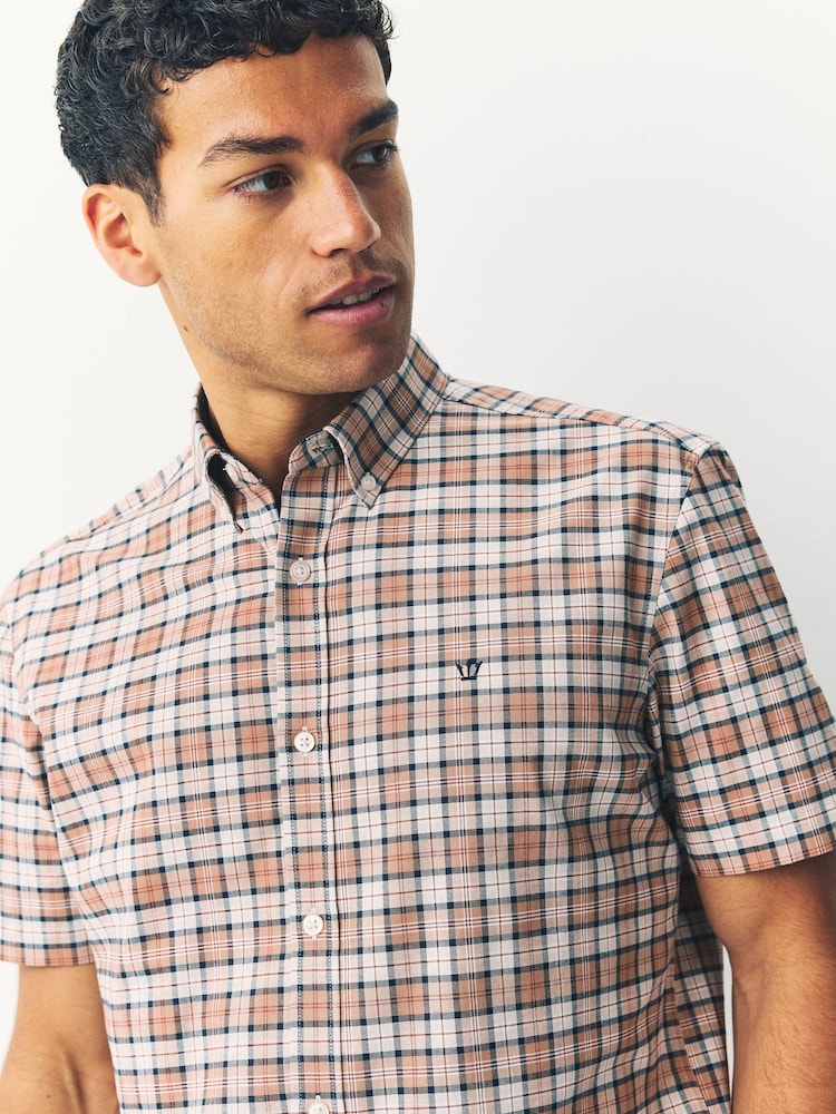 Buy Neutral Gingham Check Short Sleeve Shirt from Next South Korea