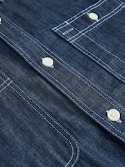 Azul lavado - Camisa de manga corta 100% algodón de denim de chambray - Imagen 8 de 9
