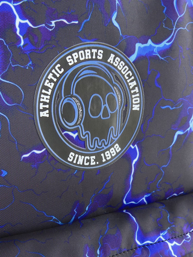 Blue/Black Lightning Print Backpack - Image 5 of 5 Blue/Black Lightning Print Backpack - Image 5 of 5