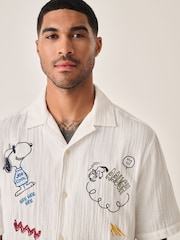 Ecru Snoopy Printed Short Sleeve Shirt - Image 1 of 7