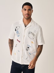 Ecru Snoopy Printed Short Sleeve Shirt - Image 3 of 7