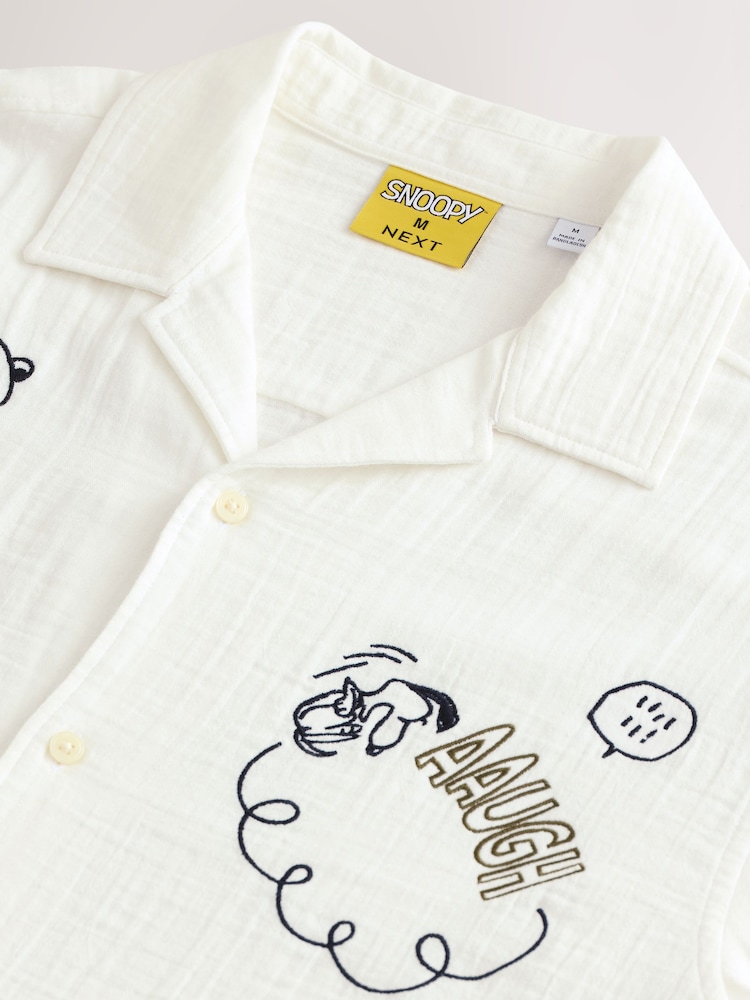 Ecru Snoopy Printed Short Sleeve Shirt - Image 7 of 7