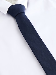 Navy 100% Linen Tie (1-16yrs) - Image 2 of 4
