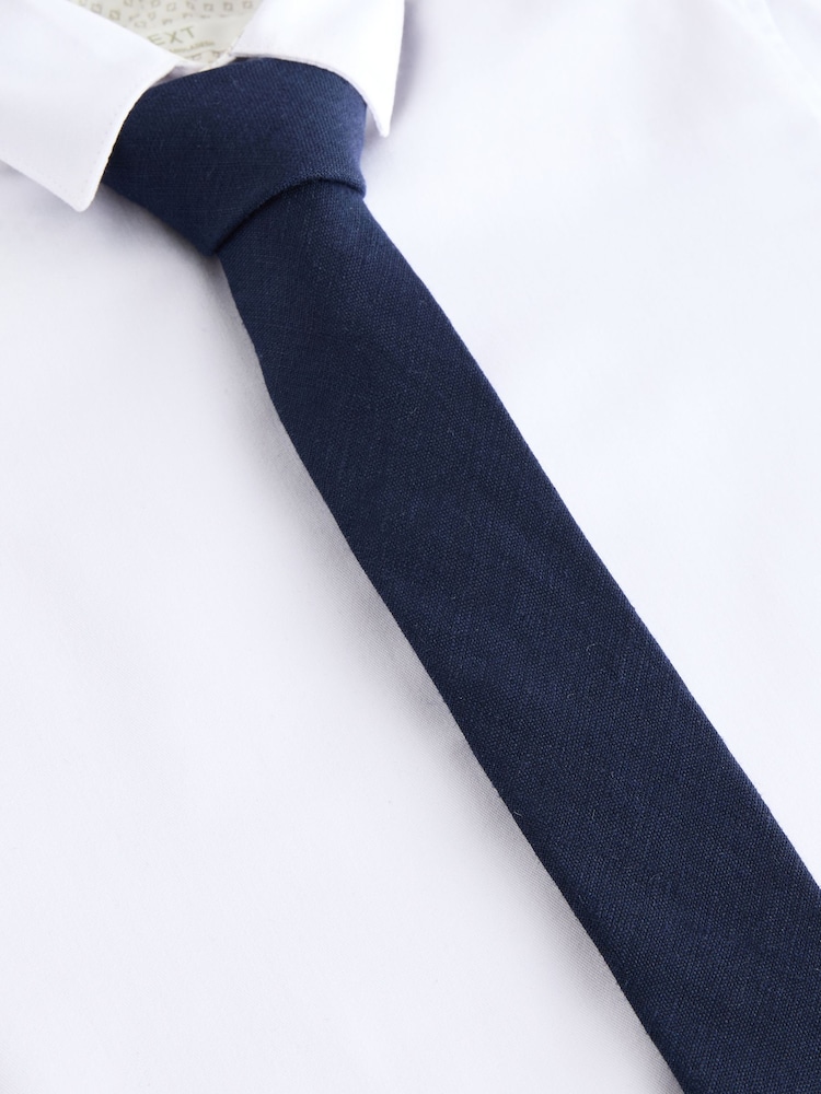 Navy 100% Linen Tie (1-16yrs) - Image 2 of 4