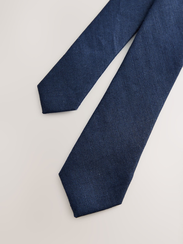 Navy 100% Linen Tie (1-16yrs) - Image 4 of 4