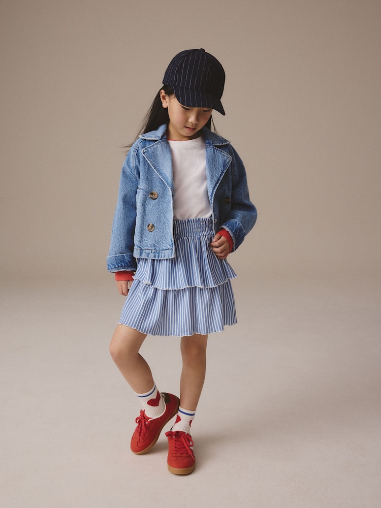 Blue Stripe Tiered Skirt (3-16yrs) - Image 2 of 7