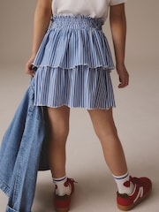Blue Stripe Tiered Skirt (3-16yrs) - Image 6 of 7