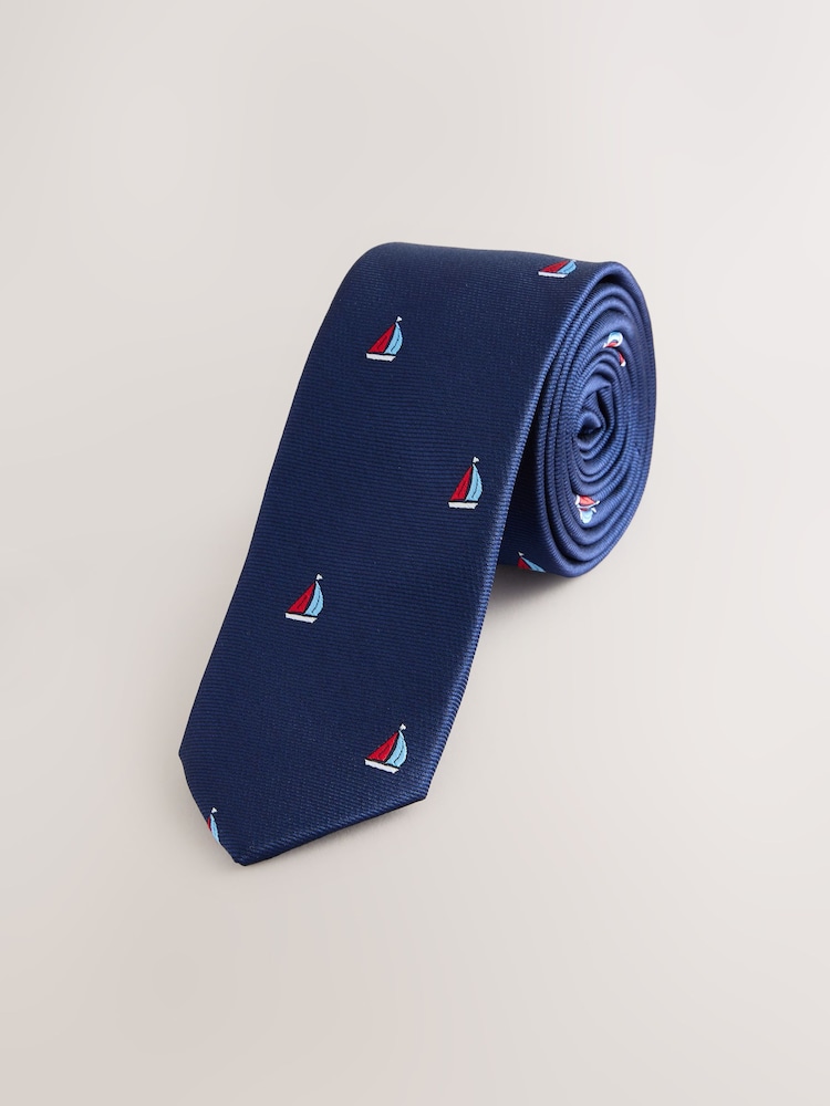 Navy Sailboat Tie (1-16yrs) - Image 1 of 4