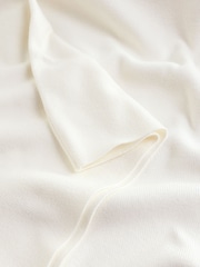 Ecru White Quarter Zip Relaxed Fit Premium Short Sleeve Knit Polo Shirt - Image 2 of 3