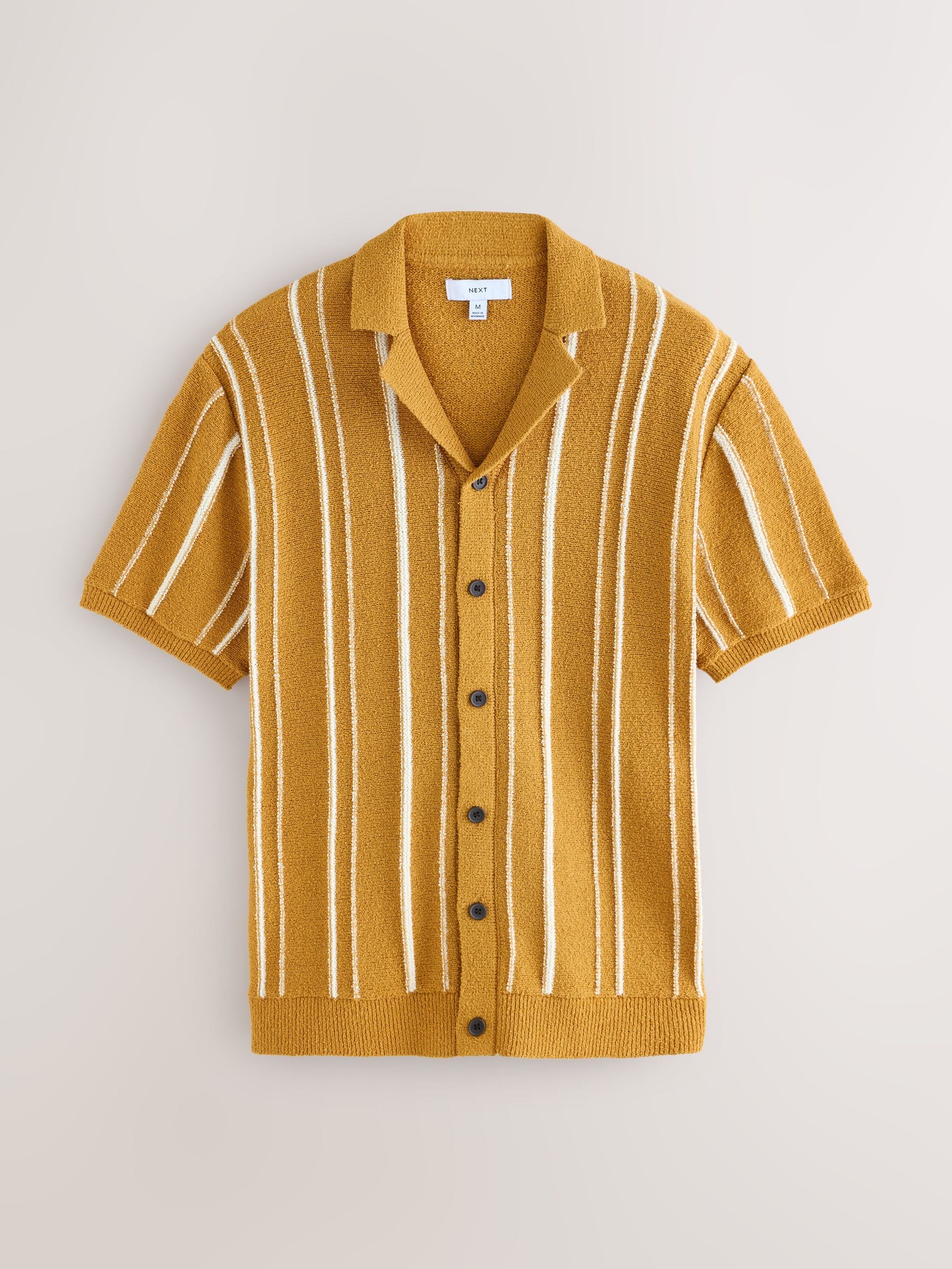 【BAON】[unisex] Nelfn stripe collar over knit Buy Yellow Relaxed Fit Cotton Rich Short Sleeve Stripe Knit