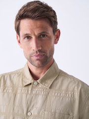 Stone 100% Cotton Textured Check Short Sleeve Shirt - Image 4 of 9