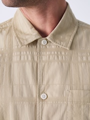Stone 100% Cotton Textured Check Short Sleeve Shirt - Image 5 of 9