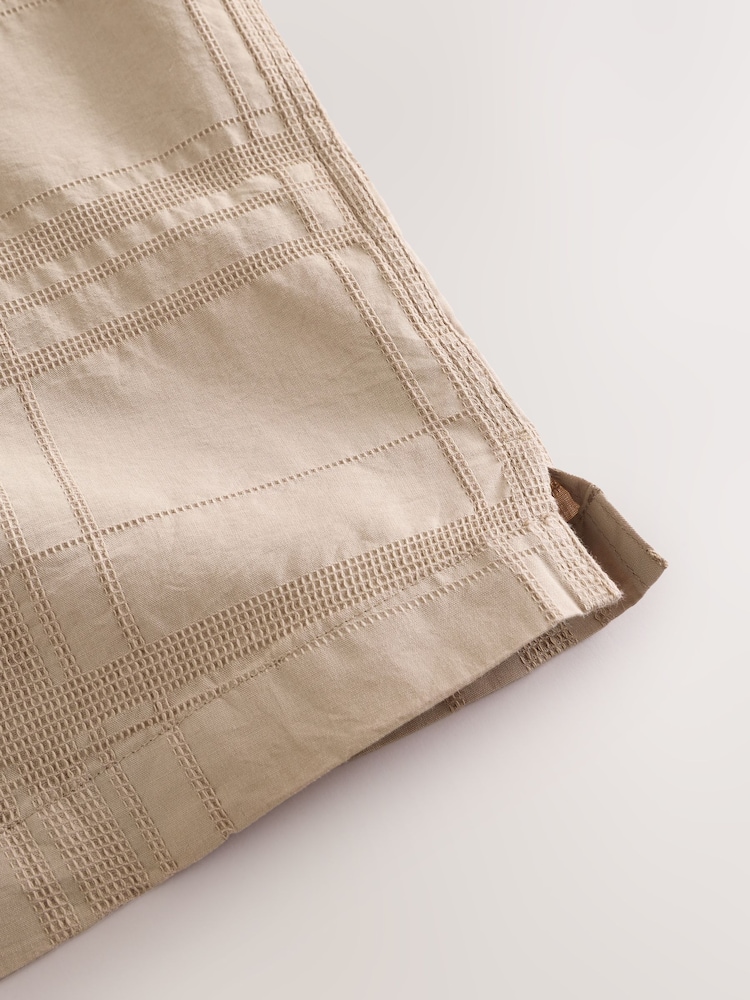 Stone 100% Cotton Textured Check Short Sleeve Shirt - Image 9 of 9