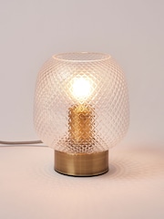 Oliver Bonas Clear Luce Gold and Glass Desk and Table Lantern - Image 1 of 4