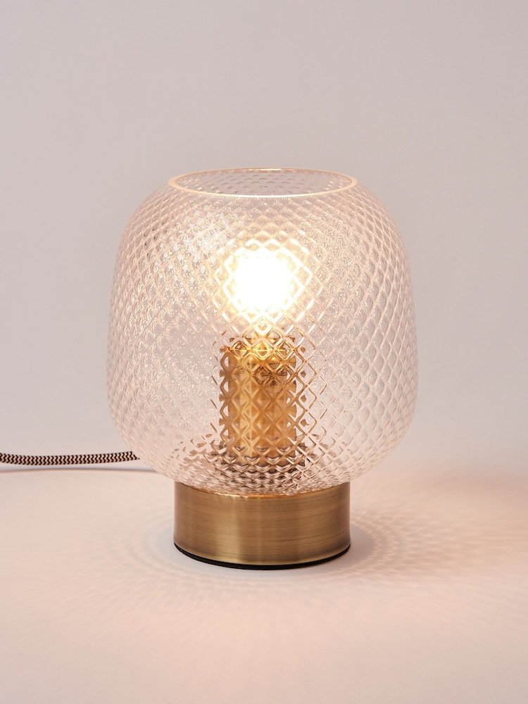 Oliver Bonas Clear Luce Gold and Glass Desk and Table Lantern - Image 1 of 4