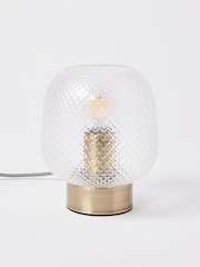 Oliver Bonas Clear Luce Gold and Glass Desk and Table Lantern - Image 2 of 4