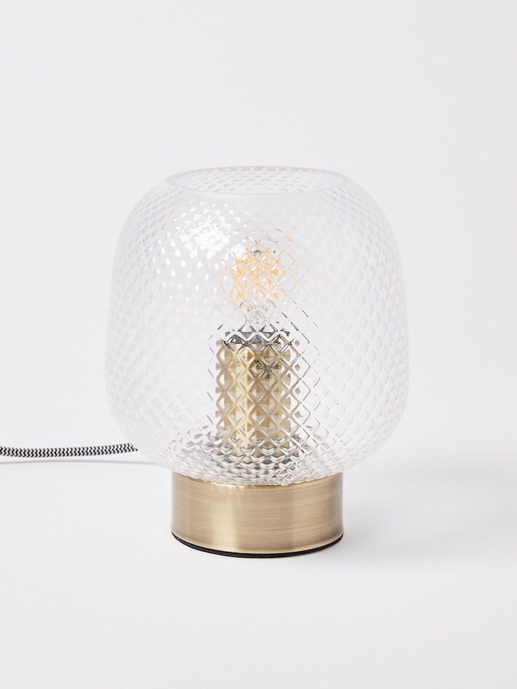 Oliver Bonas Clear Luce Gold and Glass Desk and Table Lantern - Image 2 of 4