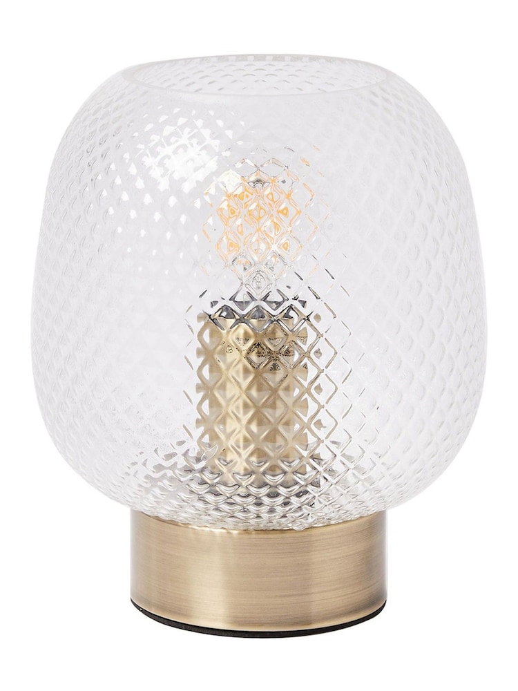 Oliver Bonas Clear Luce Gold and Glass Desk and Table Lantern - Image 4 of 4