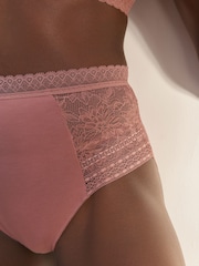 Mauve Purple High Waist Ultimate Comfort Premium Lace & Micro Modal Knickers - Image 4 of 4