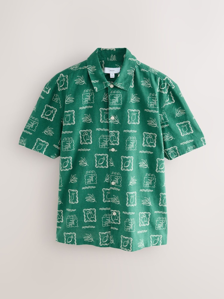 Green Conversational Printed Short Sleeve Shirt - Image 1 of 3