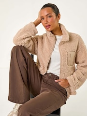 Roman Natural Funnel Neck Fleece Jacket - Image 1 of 5