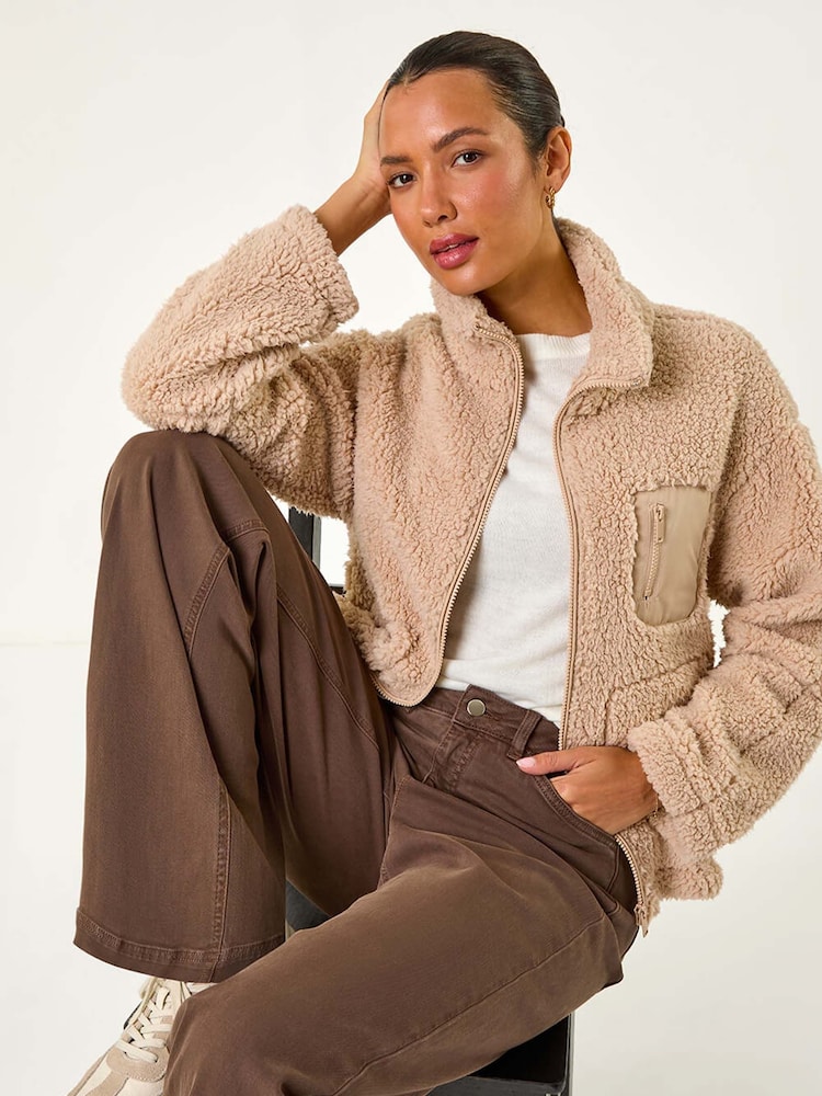 Roman Natural Funnel Neck Fleece Jacket - Image 1 of 5
