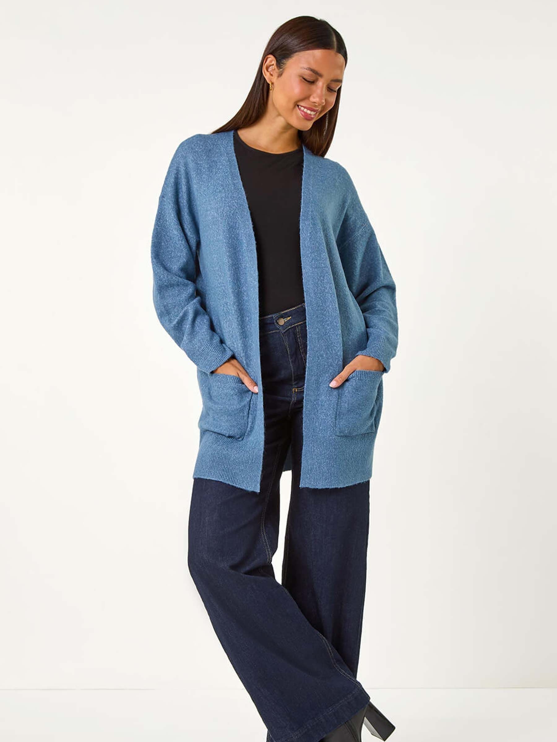 Roman Blue Soft Knit Longline Cardigan - Image 1 of 6