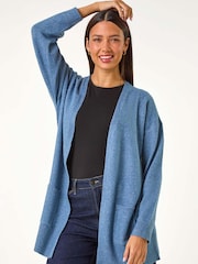 Roman Blue Soft Knit Longline Cardigan - Image 3 of 6