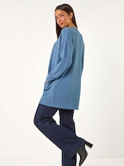 Roman Blue Soft Knit Longline Cardigan - Image 4 of 6