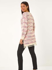Roman Pink Boucle Fringe Hem Tunic Jumper - Image 4 of 6