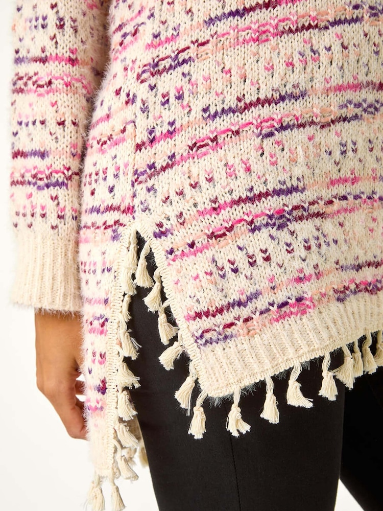 Roman Pink Boucle Fringe Hem Tunic Jumper - Image 6 of 6