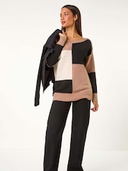 Roman Natural Colour Block Knit Jumper - Image 1 of 5