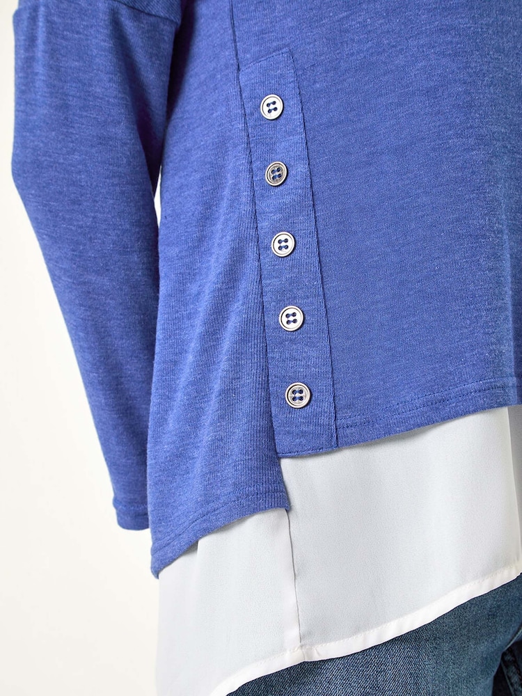 Blue - Roman 2-in-1 Contrast Hem Detail Stretch Top - Image 5 of 5 Blue - Roman 2-in-1 Contrast Hem Detail Stretch Top - Image 5 of 5