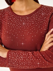 Roman Orange Hotfix Embellished Sleeve Knit Jumper - Image 2 of 5