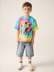 Little Bird by Jools Oliver Multi Colourful Tie-Dye Short Sleeve 100% Cotton T-Shirt - Image 3 of 9