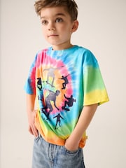 Little Bird by Jools Oliver Multi Colourful Tie-Dye Short Sleeve 100% Cotton T-Shirt - Image 4 of 9