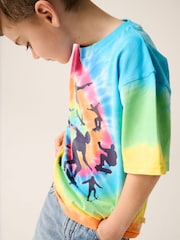 Little Bird by Jools Oliver Multi Colourful Tie-Dye Short Sleeve 100% Cotton T-Shirt - Image 6 of 9