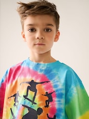 Little Bird by Jools Oliver Multi Colourful Tie-Dye Short Sleeve 100% Cotton T-Shirt - Image 7 of 9