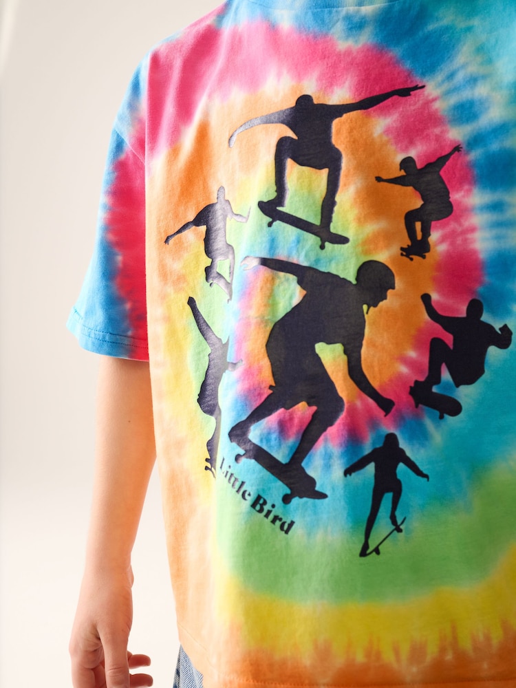 Little Bird by Jools Oliver Multi Colourful Tie-Dye Short Sleeve 100% Cotton T-Shirt - Image 9 of 9