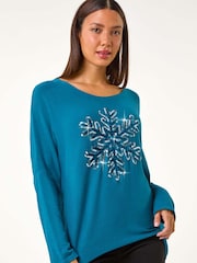 Azul - Roman Snowflake Knitted Top - Imagen 2 de 5