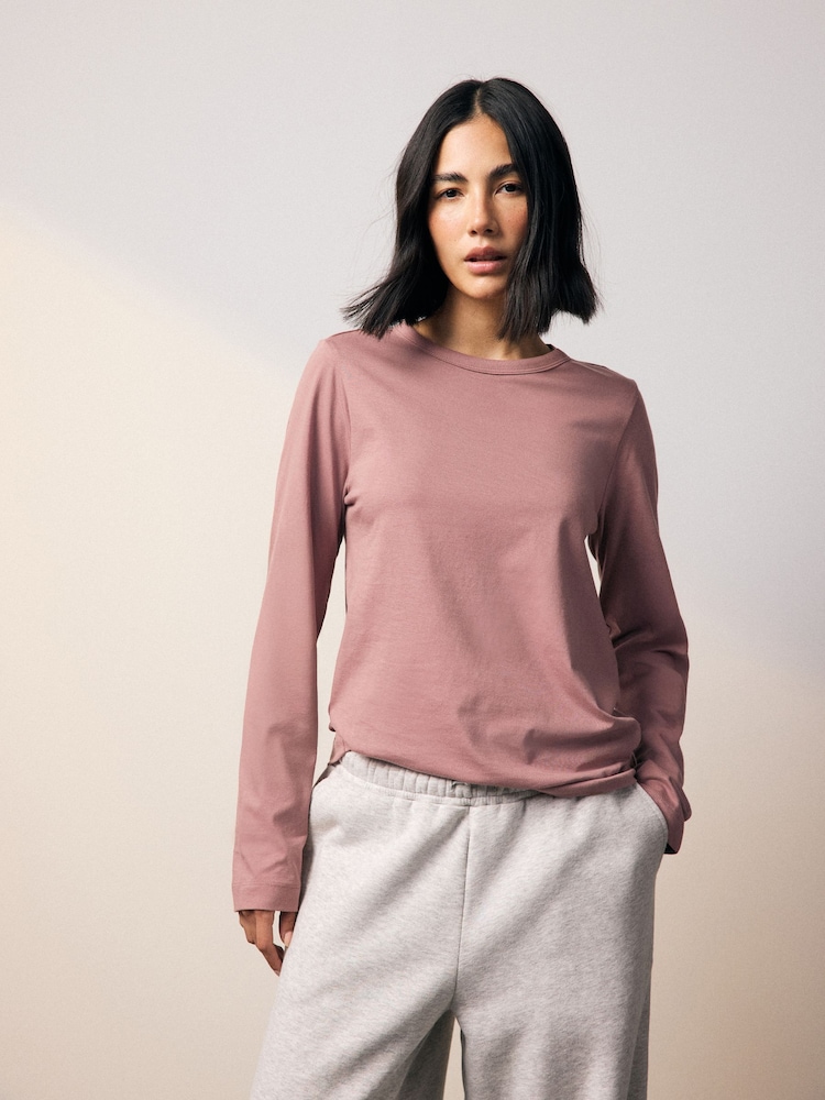 Pastellrosa - 100% Cotton Long Sleeve T-Shirt - Bild 1 von 8 Pastellrosa - 100% Cotton Long Sleeve T-Shirt - Bild 1 von 8