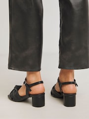 JD Williams Black Wide Fit Volume Twist Flexible Sole Block Heel Sandals in Wide Fit - Image 3 of 4